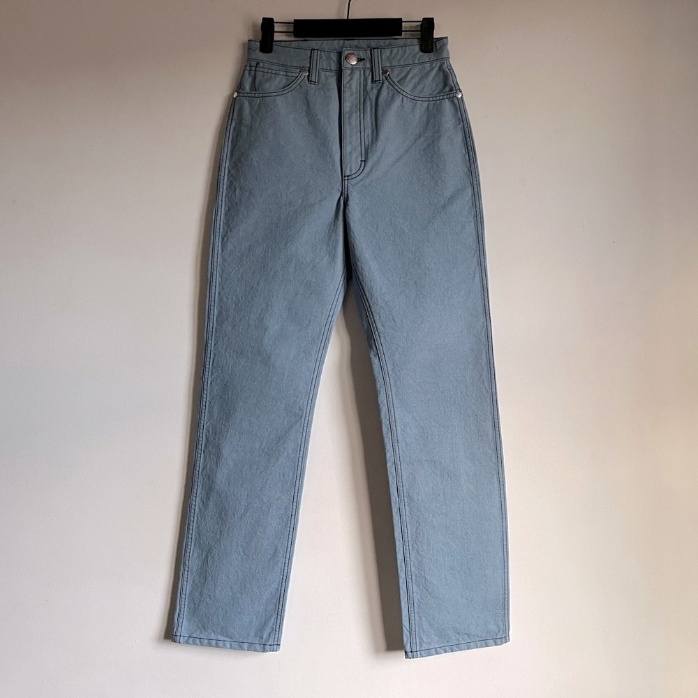 NEW Wrangler Rigid Jean in Bright Blue Wash Denim Straight Leg Size 7 Sample